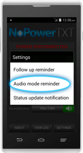 NoPowerTXT Audio Mode Reminder